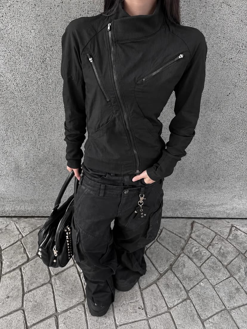 Black Asymmetric Tech Jacket 사진 1/4