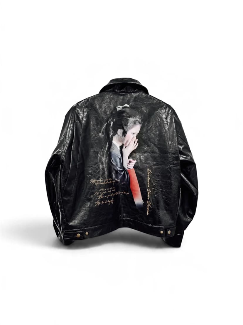 Drowning Portrait Leather Jacket 사진 1/3