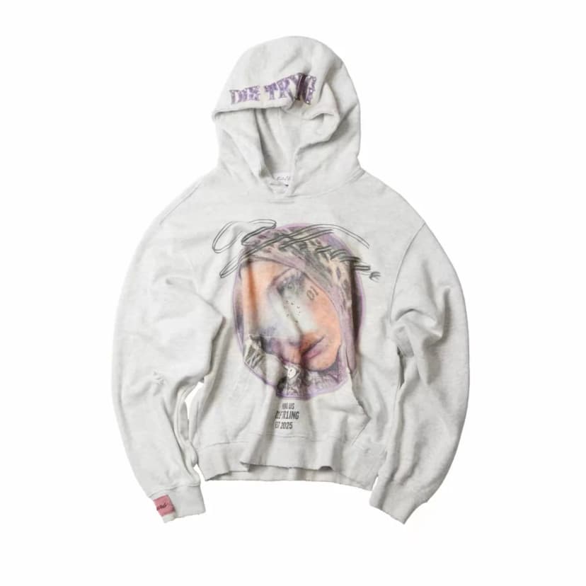 Distressed Portrait Graphic Hoodie 사진 1/7